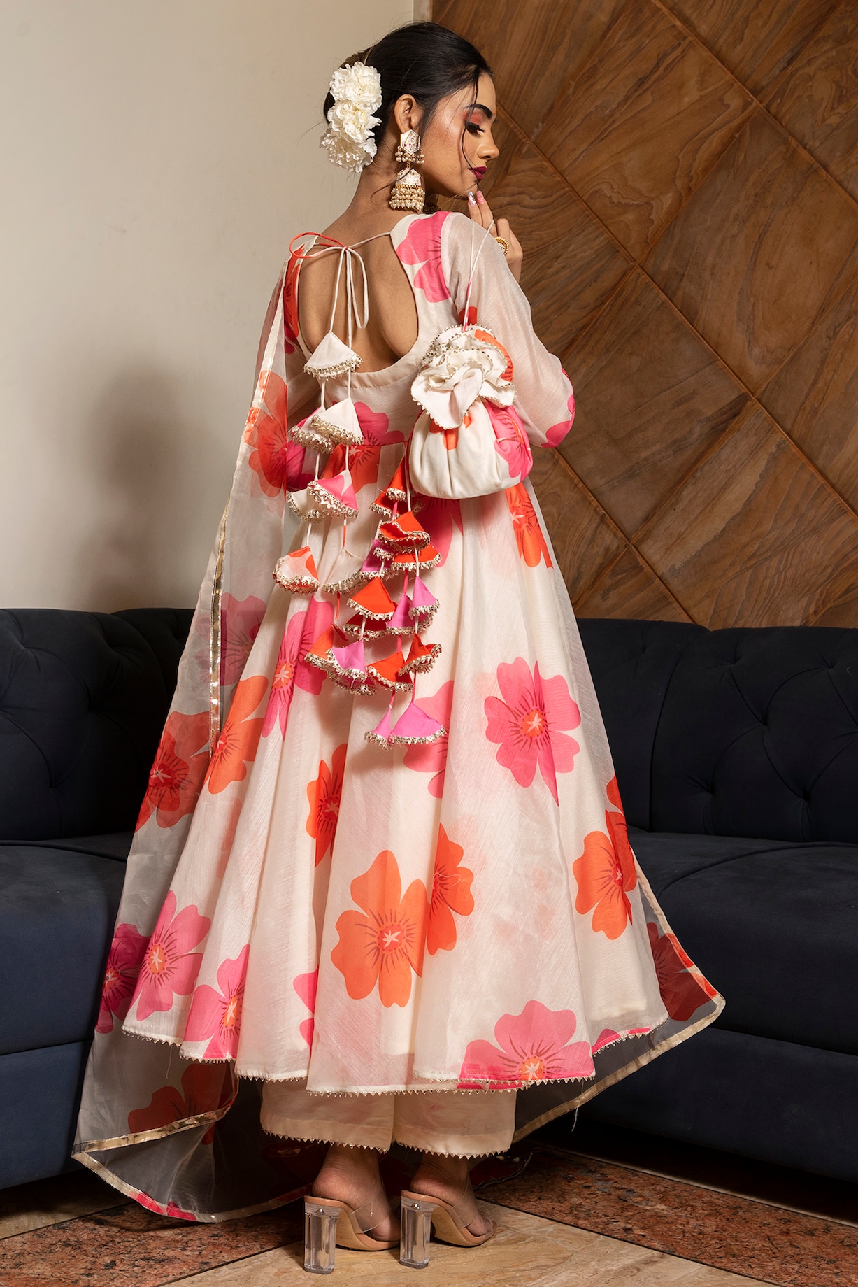 Designer Anarkali Back Design Women's Anarkali Full Set – Sequence