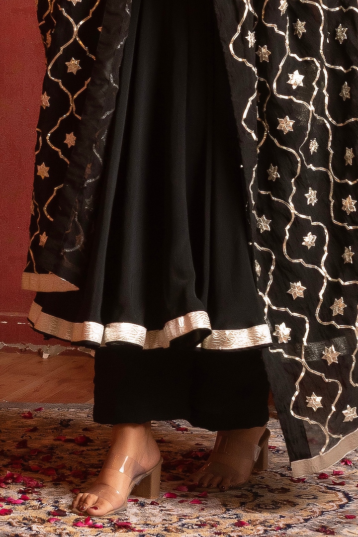 Black Organza Gota Patti Work Angrakha Set by Pomcha Jaipur at Pernia's Pop Up Shop