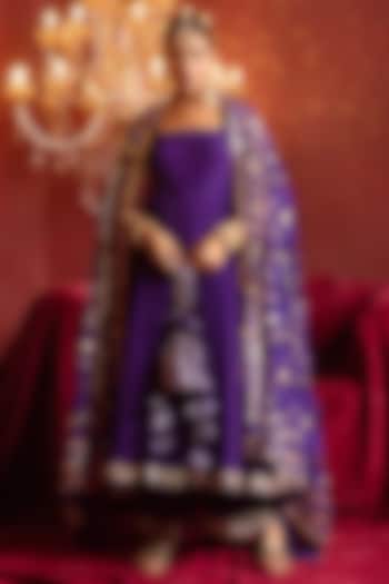 Purple Organza Gota Work Angrakha Set by Pomcha Jaipur at Pernia's Pop Up Shop