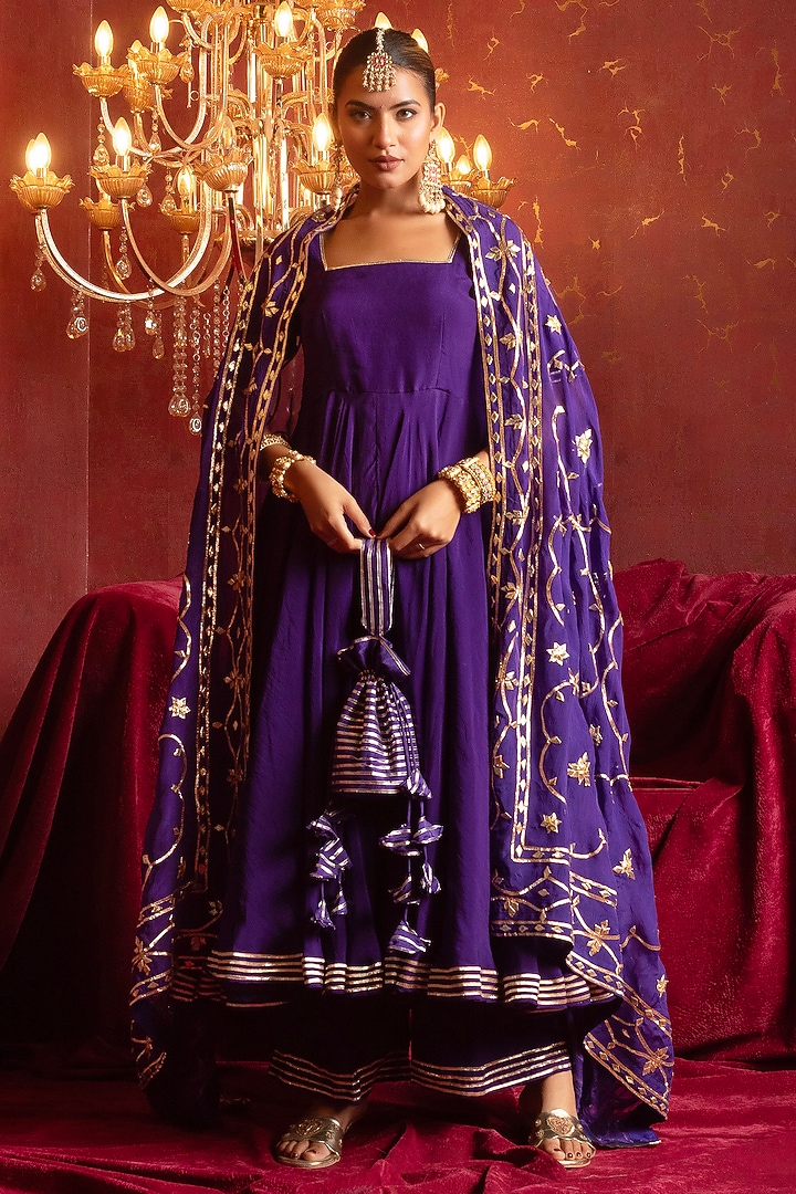 Purple Organza Gota Work Angrakha Set by Pomcha Jaipur at Pernia's Pop Up Shop