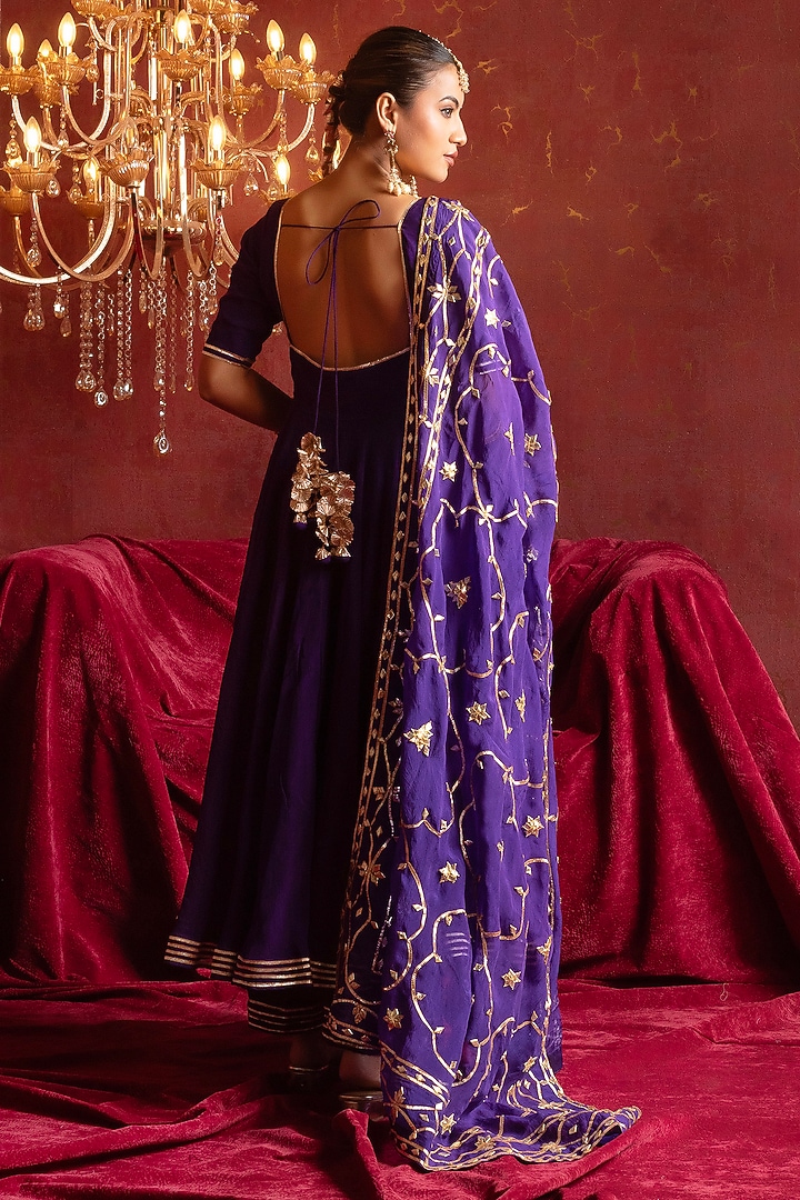 Purple Organza Gota Work Angrakha Set by Pomcha Jaipur at Pernia's Pop Up Shop