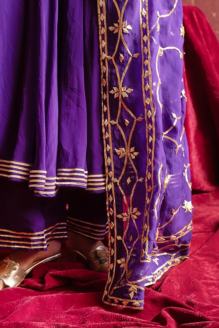Purple Organza Gota Work Angrakha Set by Pomcha Jaipur at Pernia's Pop Up Shop