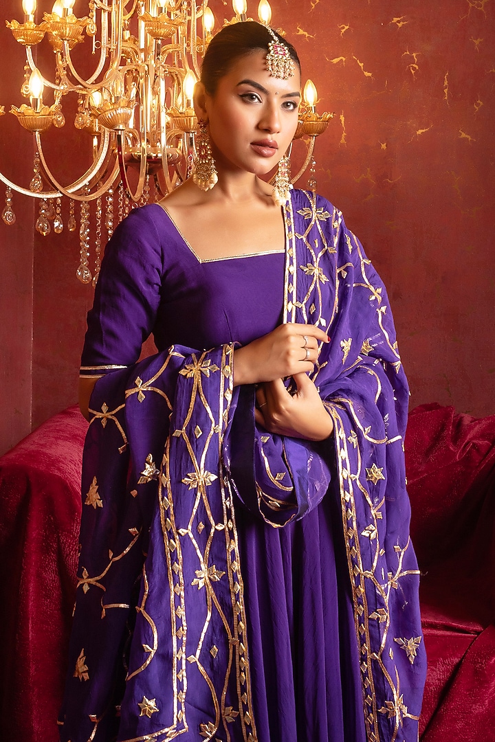 Purple Organza Gota Work Angrakha Set by Pomcha Jaipur at Pernia's Pop Up Shop