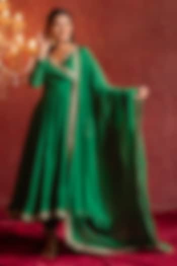 Green Organza Gota Patti Work Party Wear Anarkali Set by Pomcha Jaipur at Pernia's Pop Up Shop