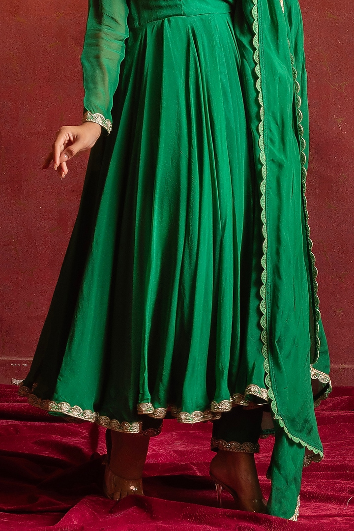 Green Organza Gota Patti Work Party Wear Anarkali Set by Pomcha Jaipur at Pernia's Pop Up Shop