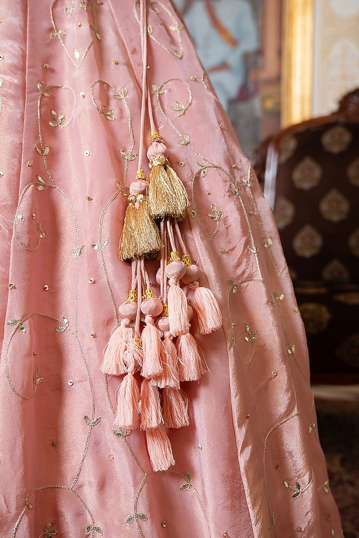 Pink Cosmos Silk Gota-Patti Embroidered Wedding Lehenga Set by Pomcha Jaipur at Pernia's Pop Up Shop