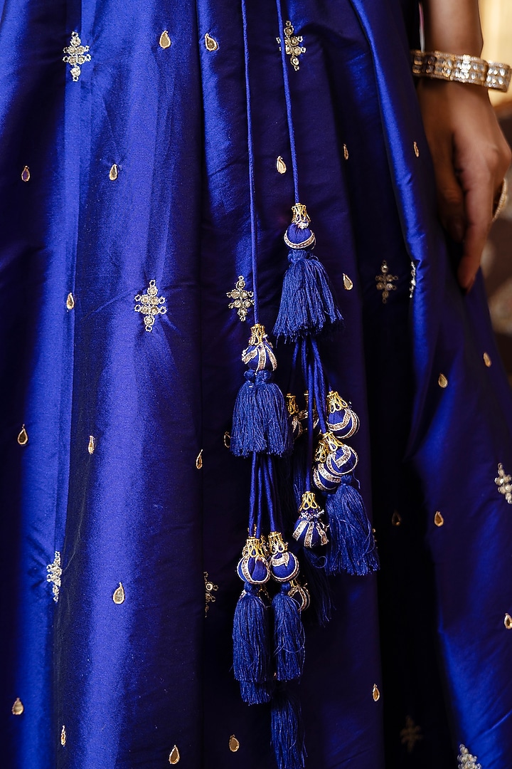 Jamuni Purple Taffeta Zari Embroidered Wedding Lehenga Set by Pomcha Jaipur at Pernia's Pop Up Shop