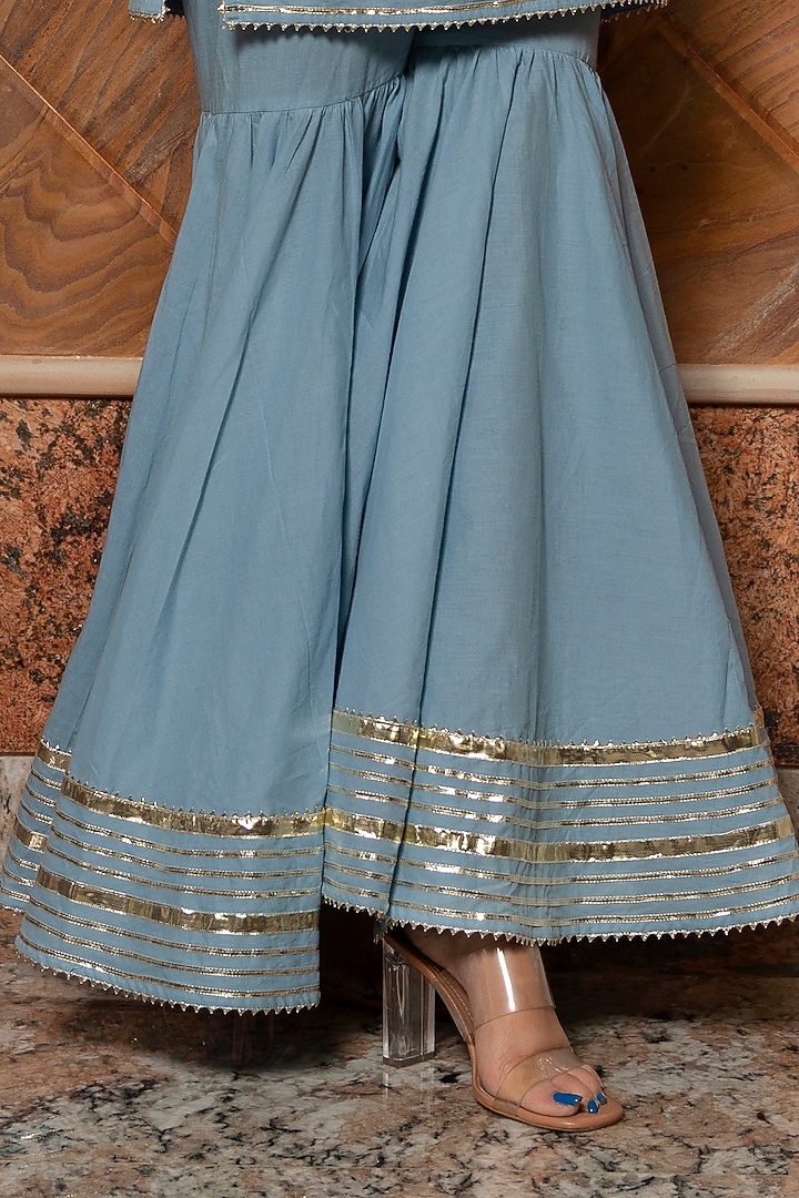 Powder Blue Cotton Party Wear Sharara Set by Pomcha Jaipur at Pernia's Pop Up Shop