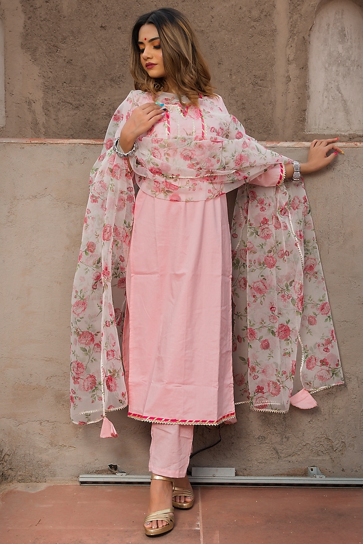 Pink Cotton Kurta Set by Pomcha Jaipur
