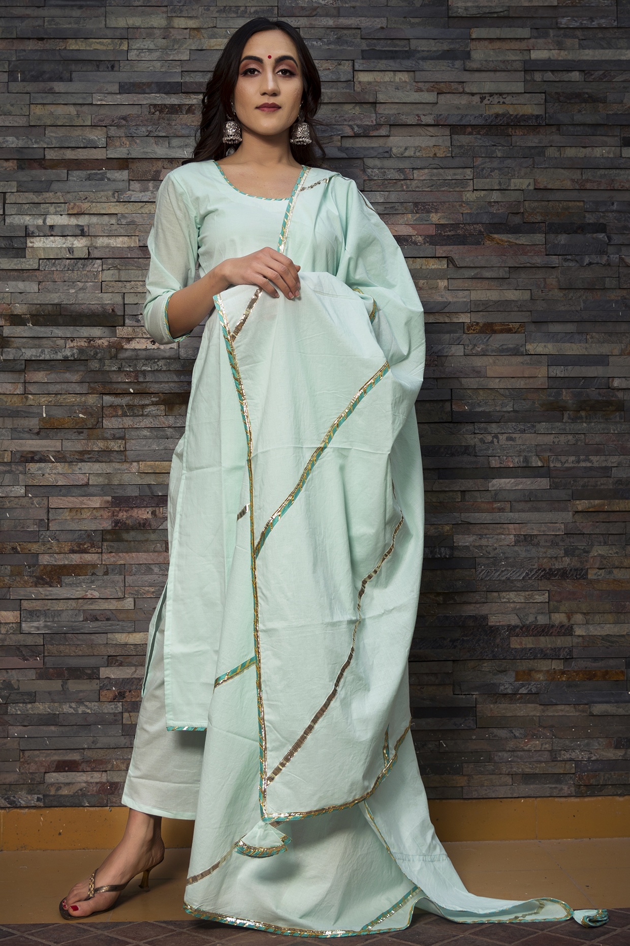 Celestial Blue Cotton Kurta Set by Pomcha Jaipur at Pernia's Pop Up Shop