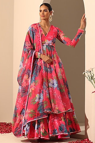 Pomcha Jaipur - Powder Blue Embroidered Designer Anarkali Set for Women at Pernia's Pop-Up Shop