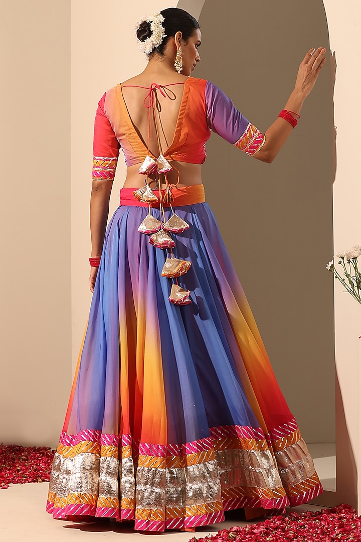Multi-Colored Organza Wedding Lehenga Set by Pomcha Jaipur at Pernia's Pop Up Shop