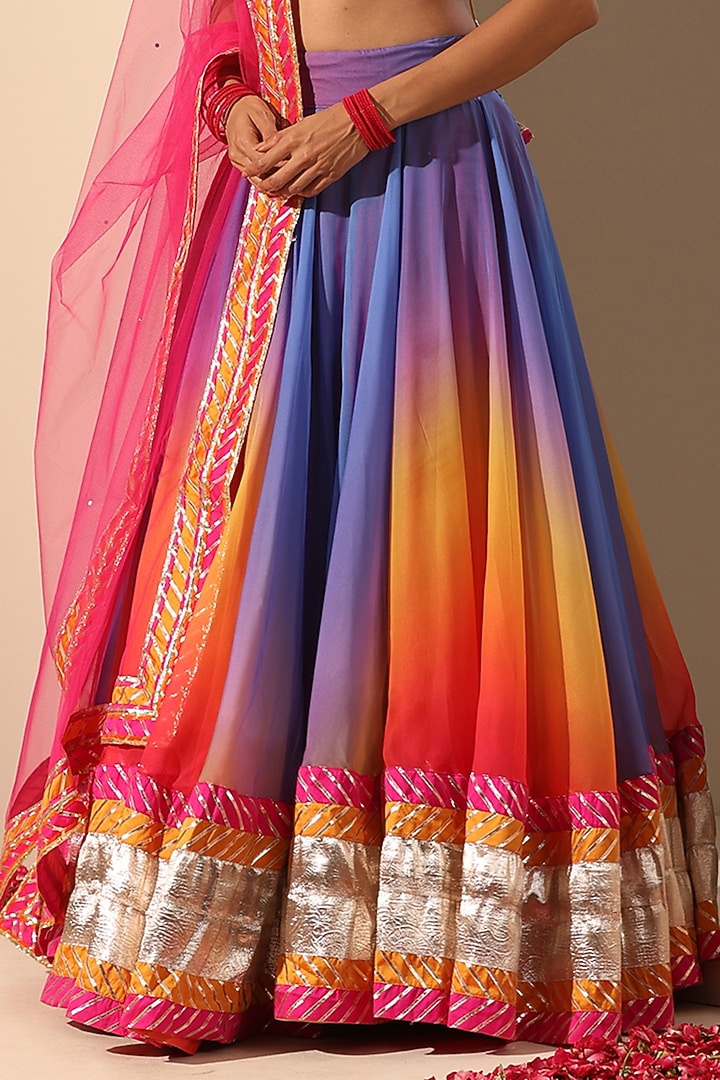 Multi-Colored Organza Wedding Lehenga Set by Pomcha Jaipur at Pernia's Pop Up Shop