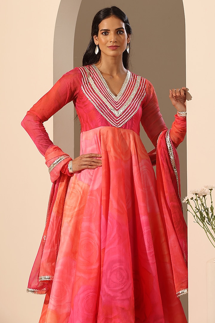 Pink Muslin Anarkali Set by Pomcha Jaipur at Pernia's Pop Up Shop