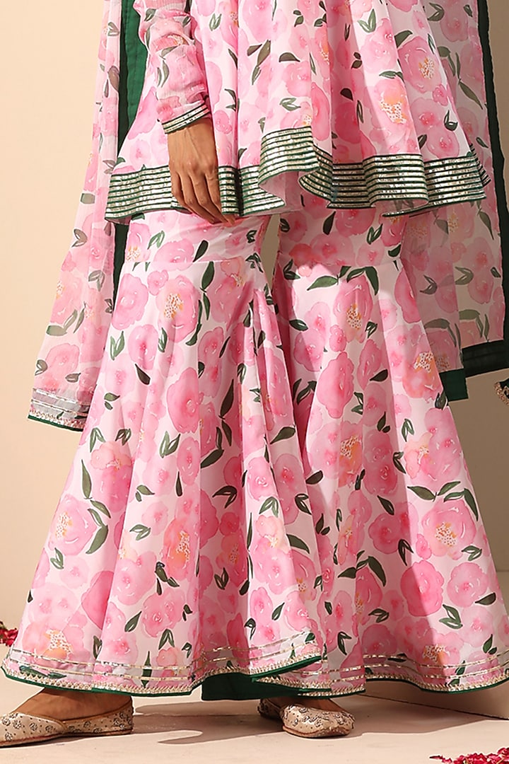 Pink Muslin Printed Party Wear Sharara Set by Pomcha Jaipur at Pernia's Pop Up Shop