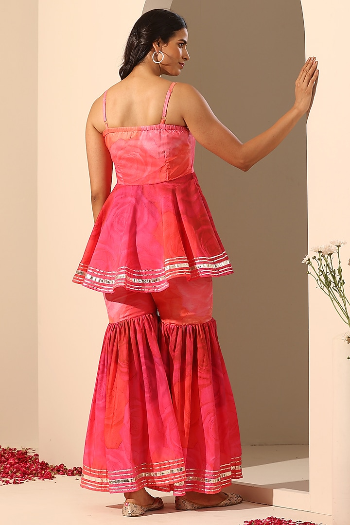 Pink Muslin Printed Sharara Set by Pomcha Jaipur at Pernia's Pop Up Shop