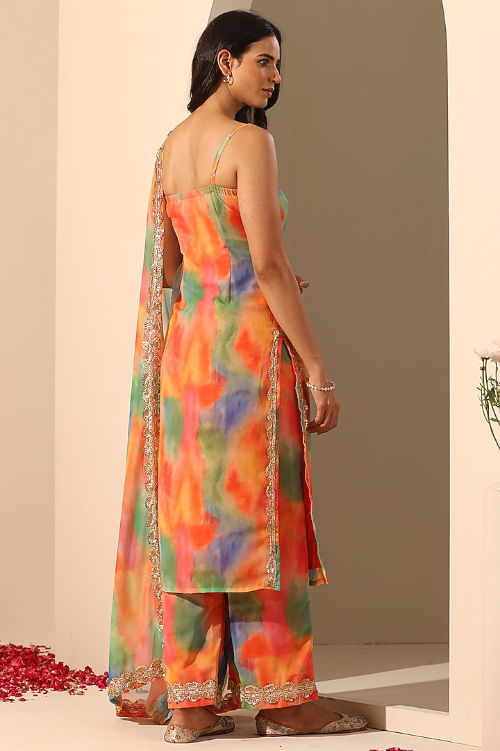 Orange Georgette Printed Kurta Set by Pomcha Jaipur at Pernia's Pop Up Shop