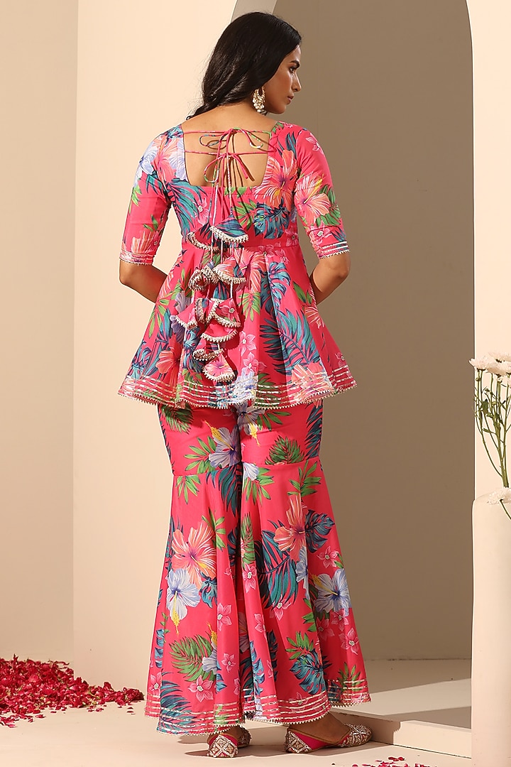 Pink Muslin Printed Sharara Set by Pomcha Jaipur at Pernia's Pop Up Shop