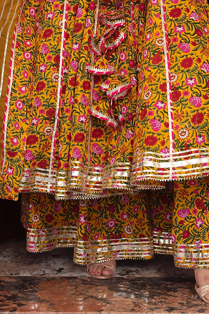Mustard Cotton Anarkali Set by Pomcha Jaipur at Pernia's Pop Up Shop