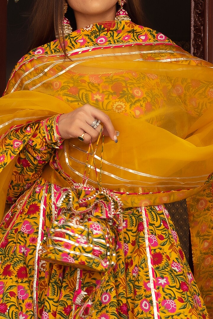 Mustard Cotton Anarkali Set by Pomcha Jaipur at Pernia's Pop Up Shop