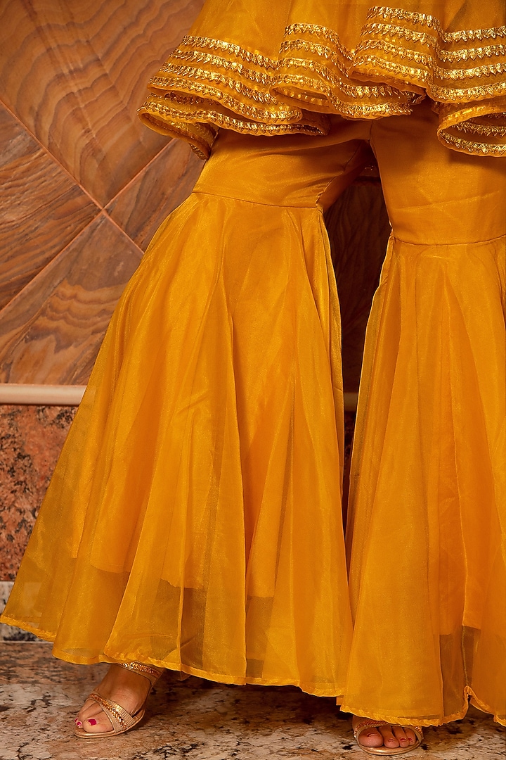 Mustard Organza Sharara Set by Pomcha Jaipur at Pernia's Pop Up Shop