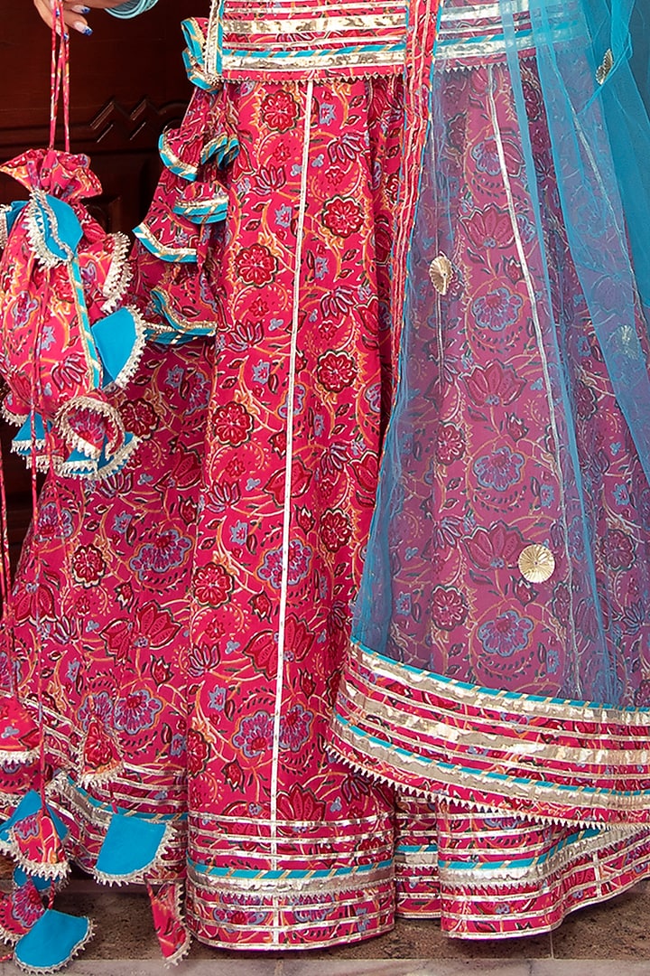 Pink Cotton Printed Skirt Set by Pomcha Jaipur at Pernia's Pop Up Shop