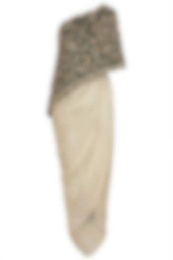 Green embroidered cape with dhoti pants available only at Pernia's Pop Up Shop.