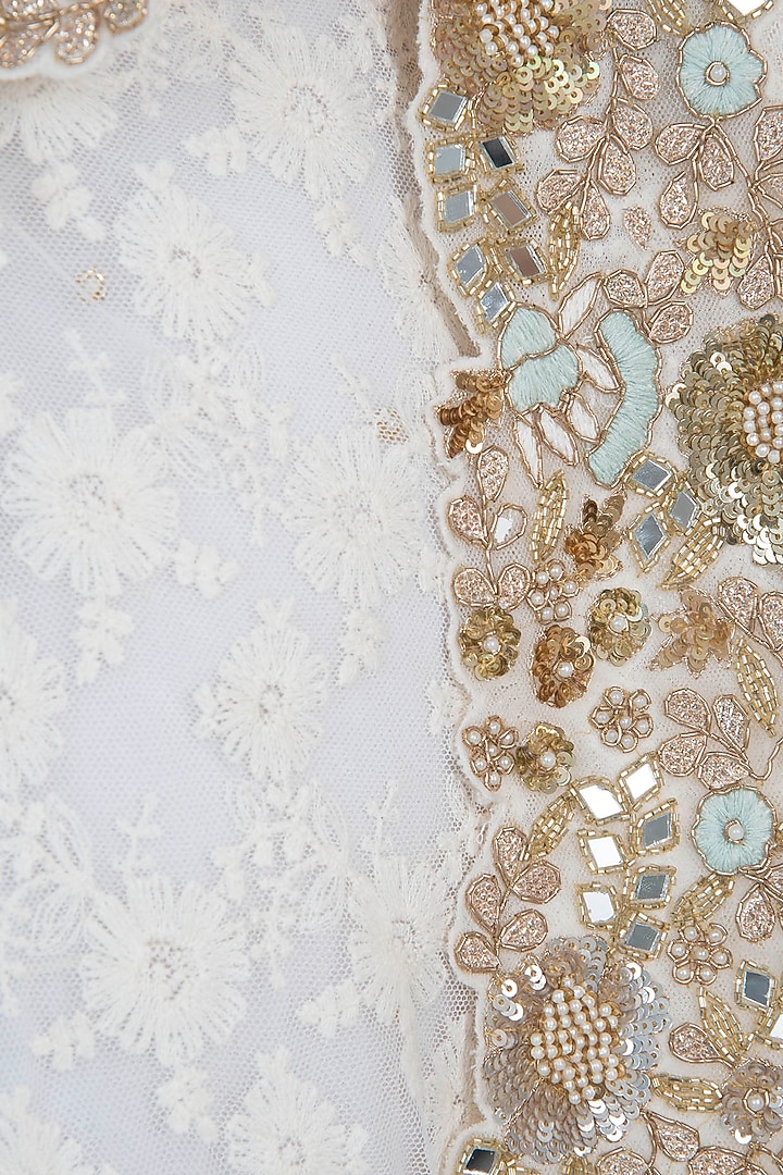Cream chikankari saree set available only at Pernia's Pop Up Shop.