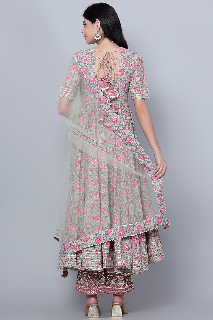 Powder Blue Embroidered Anarkali Set Design by Pomcha Jaipur at Pernia's  Pop Up Shop 2024