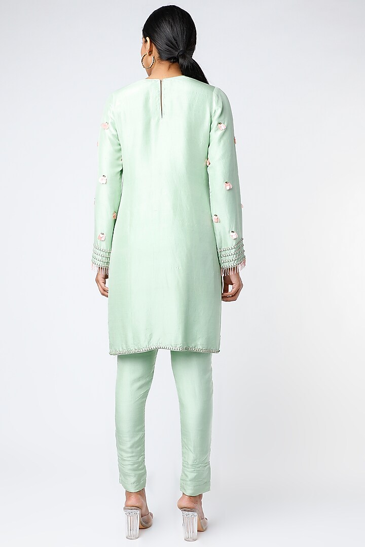 Pistachio Green Embroidered Kurta Set by PNA BY PRAGATI ARORA at Pernia's Pop Up Shop