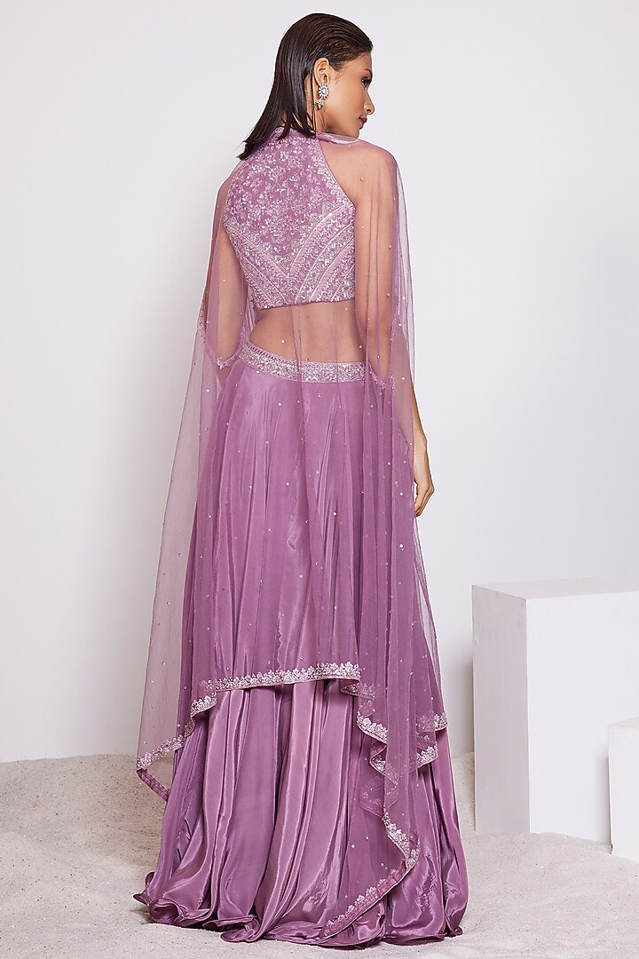 Dark Mauve Crepe Skirt Set by PANIHARI at Pernia's Pop Up Shop