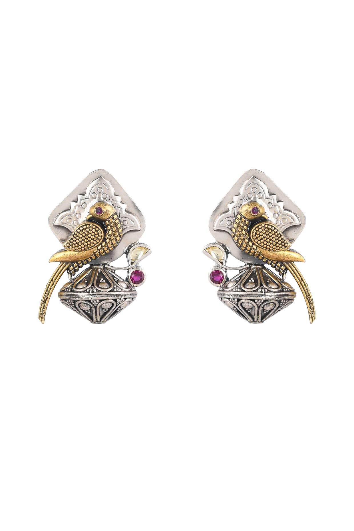 Purple Sterling Silver Bird Post Earrings Purple Sterling Silver Bird Post Earrings