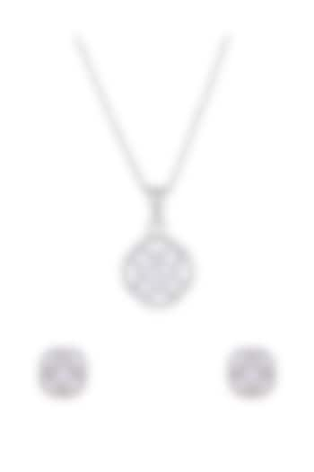 Silver Rhodium Finish Zircon Pendant Necklace Set In Sterling Silver by Pinklane by Rashi at Pernia's Pop Up Shop