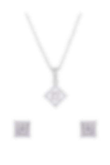 Silver Rhodium Finish Zircon Pendant Necklace Set In Sterling Silver by Pinklane by Rashi at Pernia's Pop Up Shop