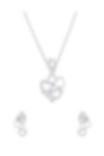 Silver Rhodium Finish Zircon Pendant Necklace Set In Sterling Silver by Pinklane by Rashi at Pernia's Pop Up Shop