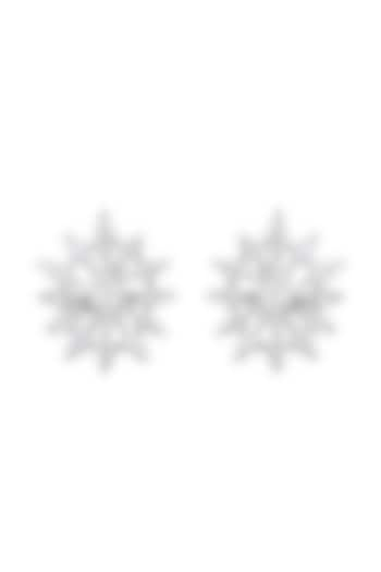 Silver Rhodium Finish Zircon Stud Earrings In Sterling Silver by Pinklane by Rashi at Pernia's Pop Up Shop