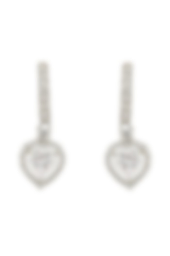 Silver Rhodium Finish Zircon Drop Earrings In Sterling Silver by Pinklane by Rashi at Pernia's Pop Up Shop