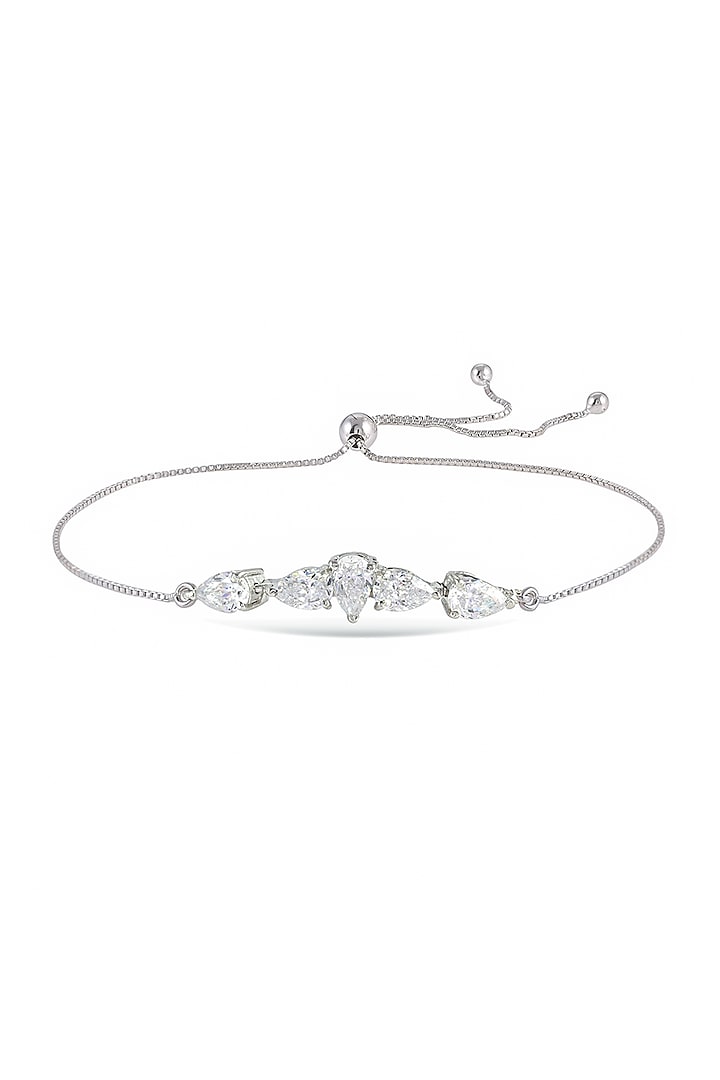 Silver Rhodium Finish Zircon Bracelet In Sterling Silver by Pinklane by Rashi at Pernia's Pop Up Shop