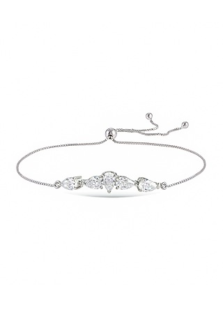 Silver Rhodium Finish Zircon Bracelet In Sterling Silver by Pinklane by Rashi