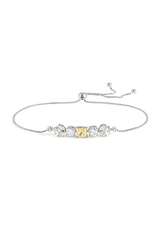 Silver Rhodium Finish Yellow Zircon Bracelet In Sterling Silver by Pinklane by Rashi