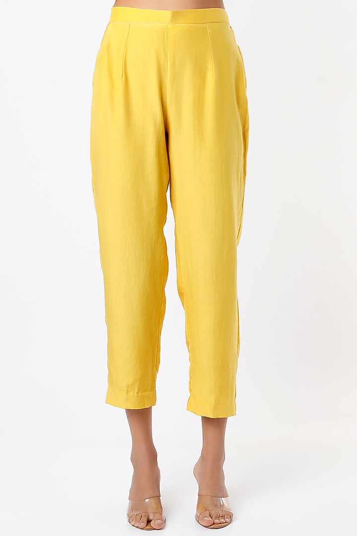 Yellow Hand Embroidered Tunic Set by Made in Pinkcity at Pernia's Pop Up Shop