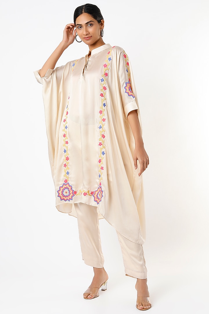 Ivory Silk Blend Tunic Set by Made in Pinkcity at Pernia's Pop Up Shop
