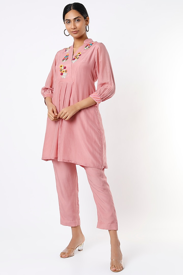 Rose Gold Cotton Silk Tunic Set by Made in Pinkcity at Pernia's Pop Up Shop