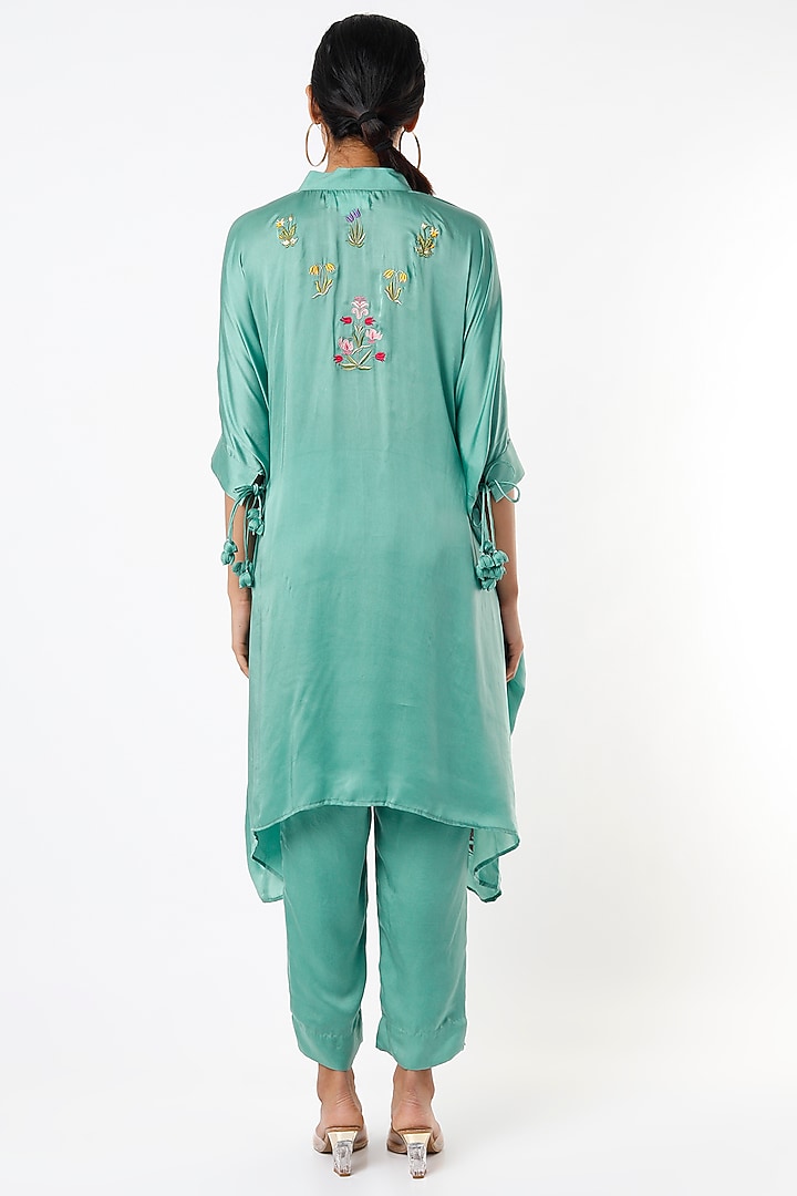 Sea Blue Embroidered Cape Tunic Set by Made in Pinkcity at Pernia's Pop Up Shop
