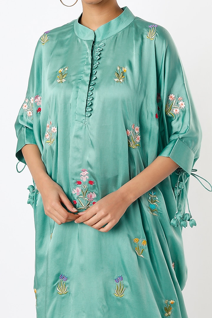 Sea Blue Embroidered Cape Tunic Set by Made in Pinkcity at Pernia's Pop Up Shop