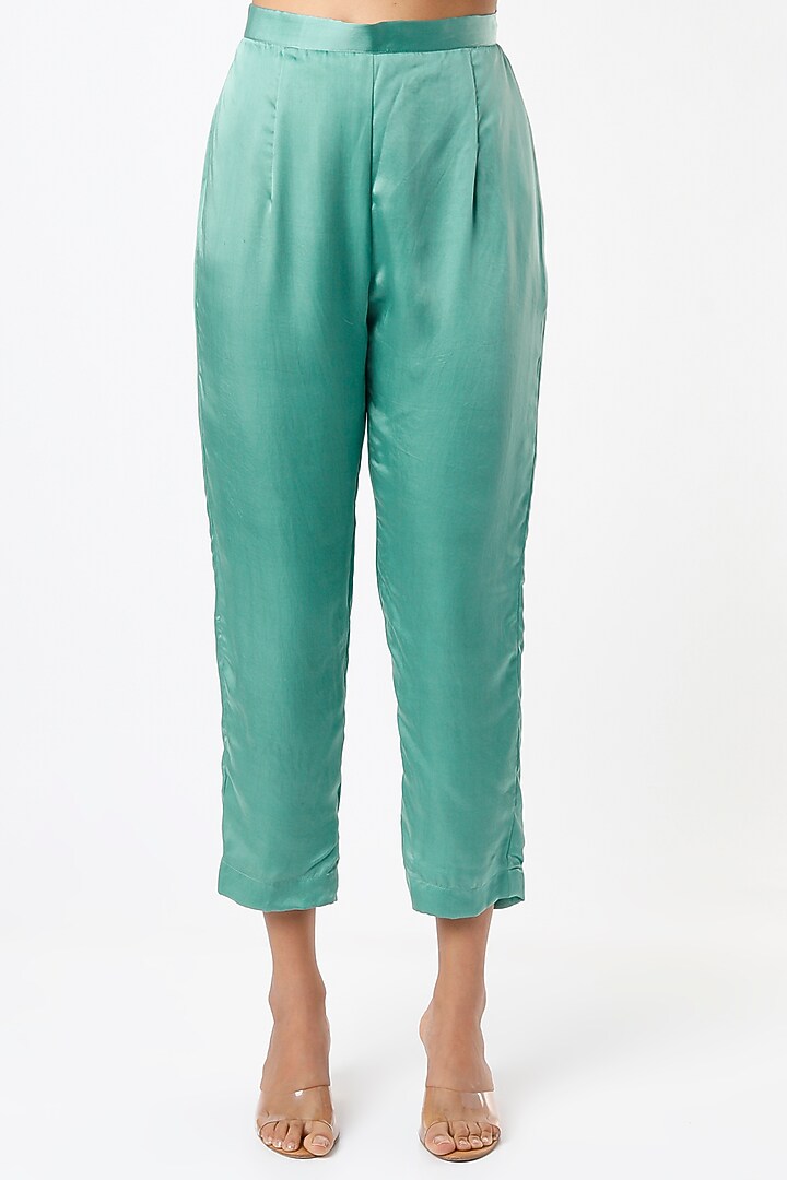 Sea Blue Silk Blend Tunic Set by Made in Pinkcity at Pernia's Pop Up Shop