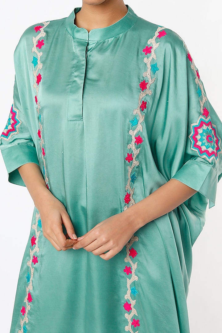 Sea Blue Silk Blend Tunic Set by Made in Pinkcity at Pernia's Pop Up Shop