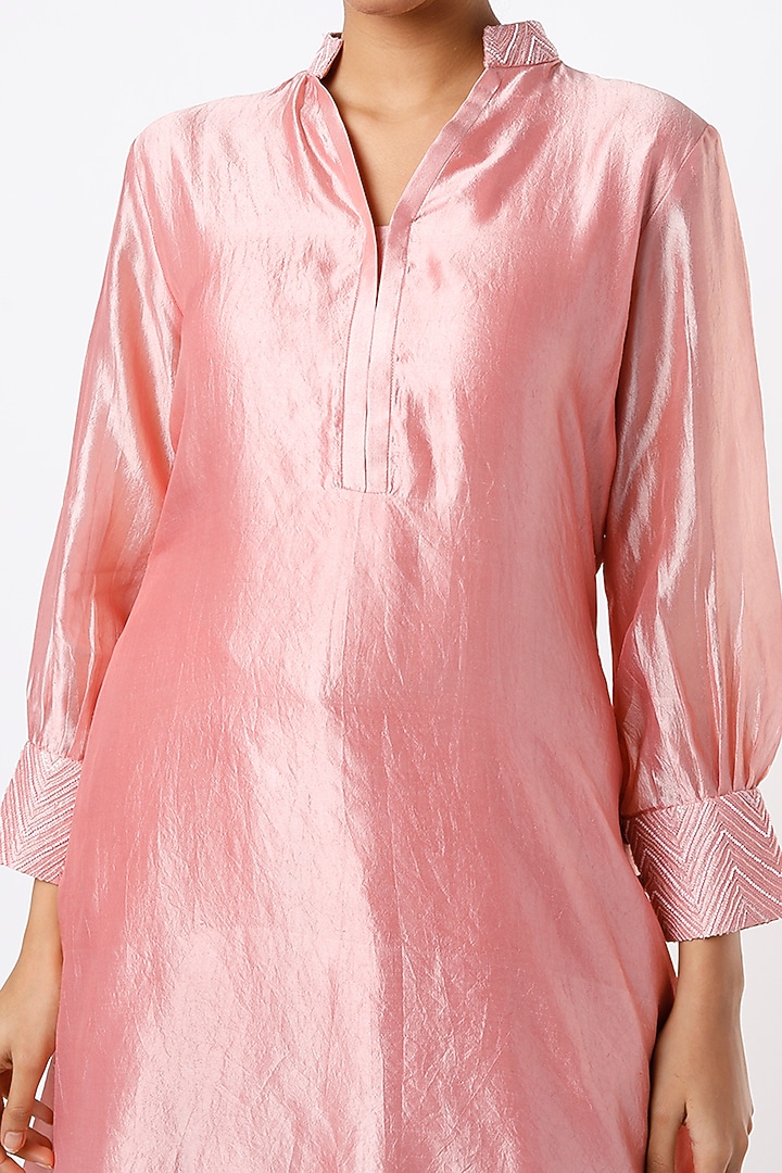 Rose Gold Hand Embroidered Tunic Set by Made in Pinkcity at Pernia's Pop Up Shop