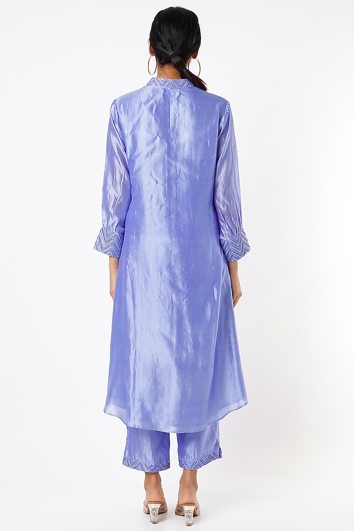 Blue Hand Embroidered Tunic Set by Made in Pinkcity at Pernia's Pop Up Shop