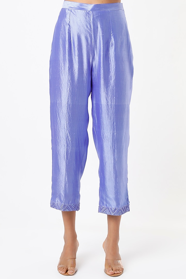 Blue Hand Embroidered Tunic Set by Made in Pinkcity at Pernia's Pop Up Shop